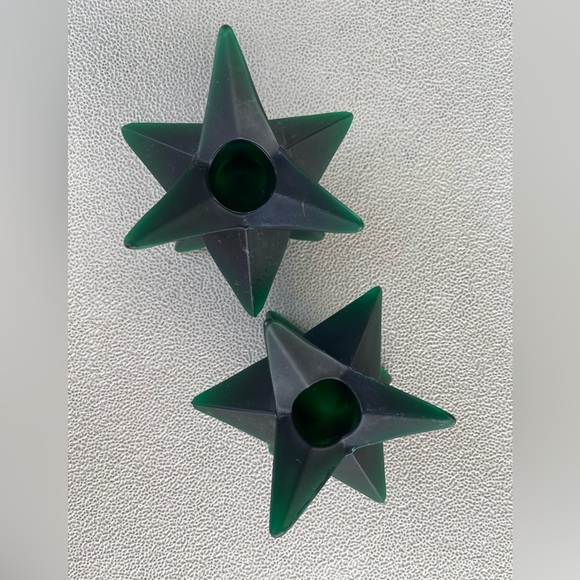 Art glass Candle Holder for Taper Star Shape, frosted green - Picture 5 of 5